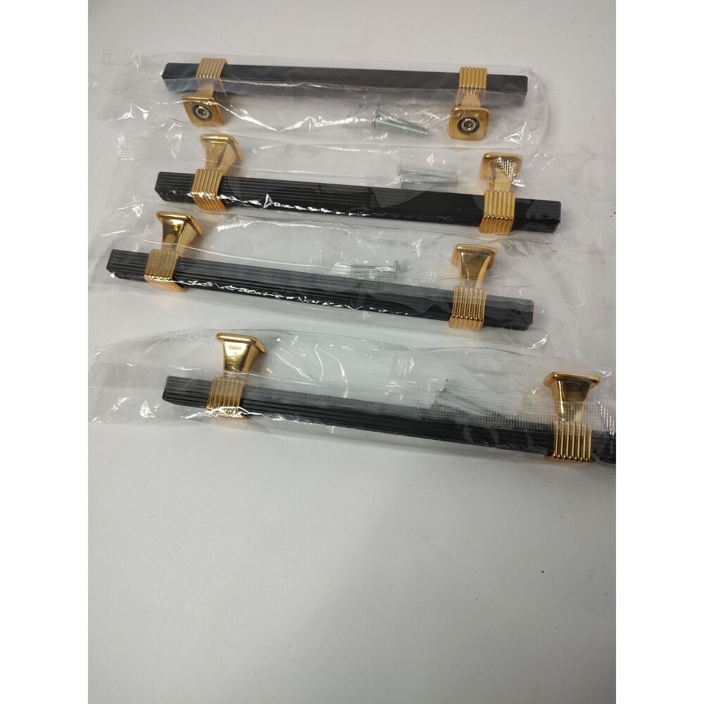 Lot of 4 Haidms 7” End to End 5” Hole Black Gold Cabinet Pulls Handles